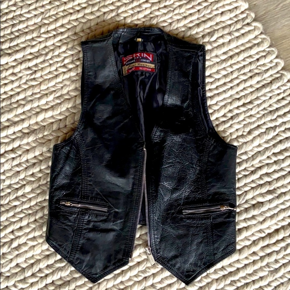Vintage genuine leather motorcycle vest